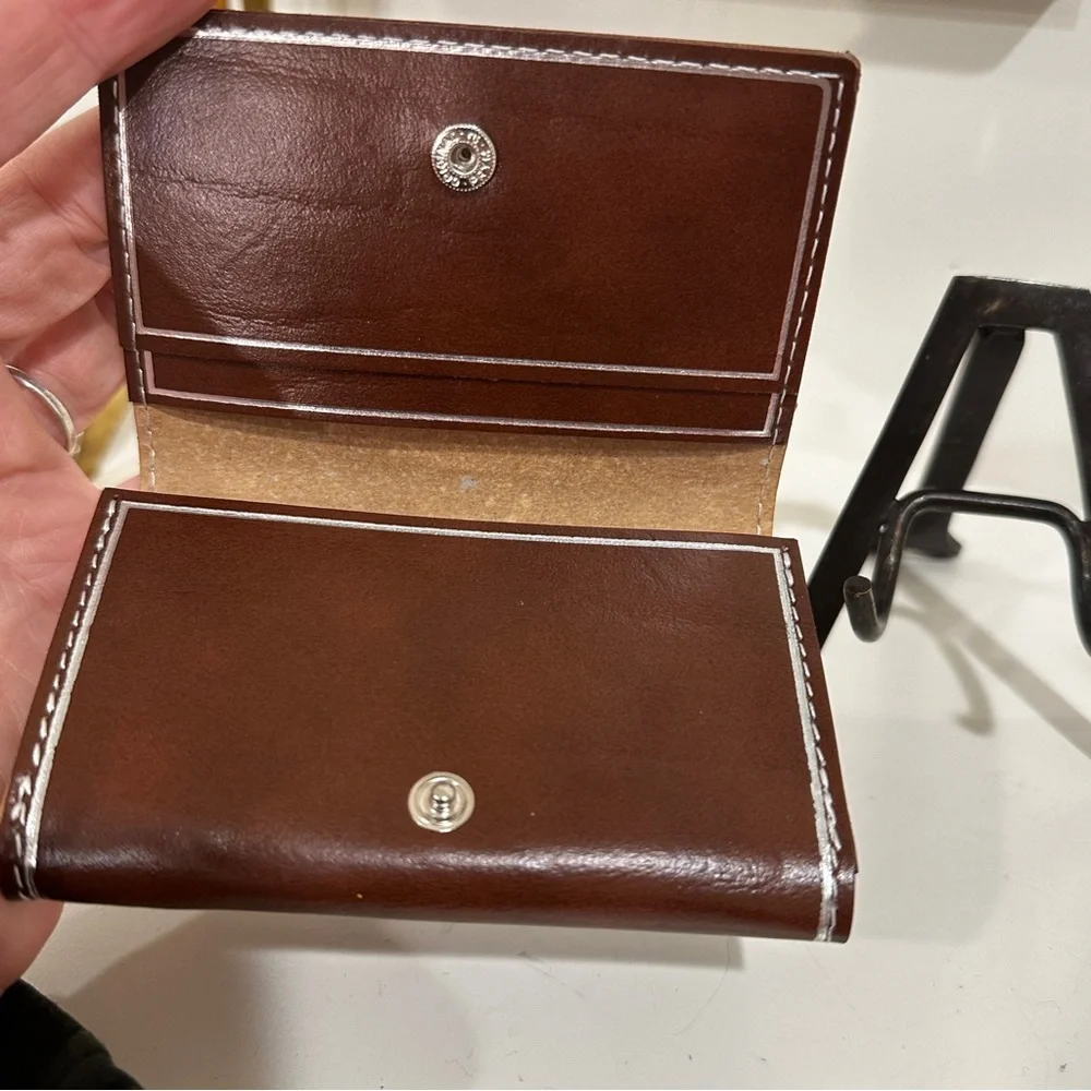 Florence Firenze Italian Leather Clutch Wallet Brown Snap Closure Florentine